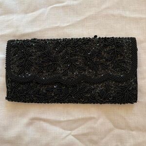 Goldco Vintage Black Beaded Clutch Purse Evening Bag